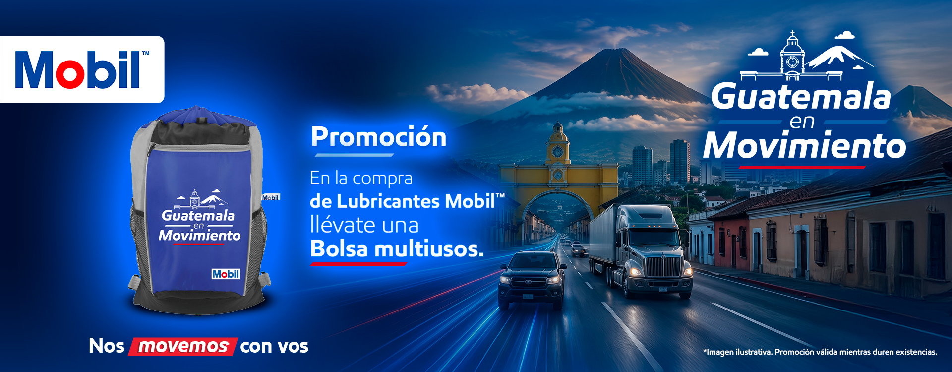 Promoción Guatemala en Movimiento — En la compra de Lubricantes Mobil llévate una bolsa multiusos
